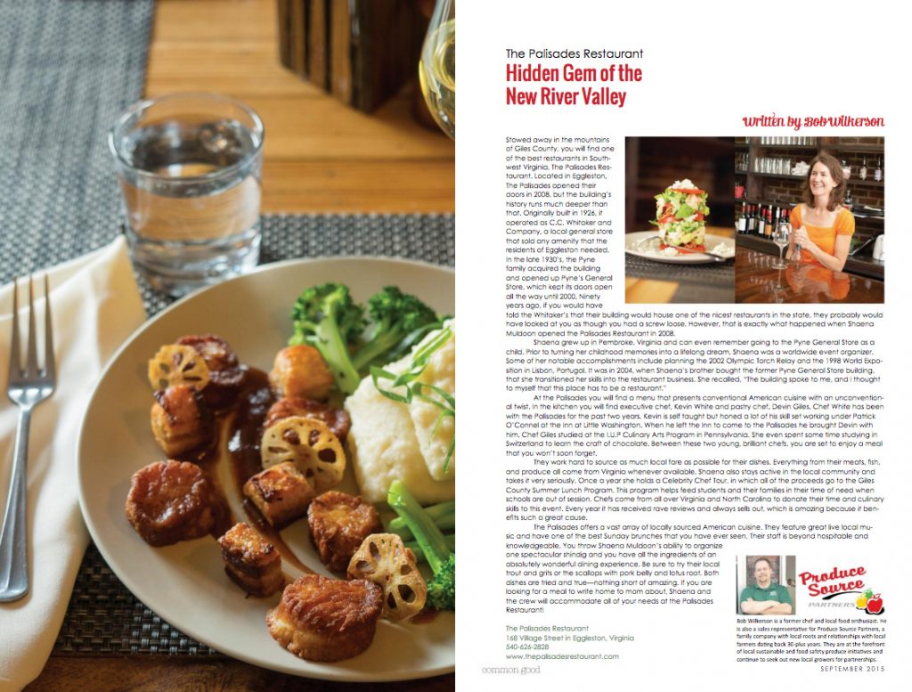 The Palisades Restaurant: Hidden Gem of the New River Valley: Bella Magazine - Sept. 2015